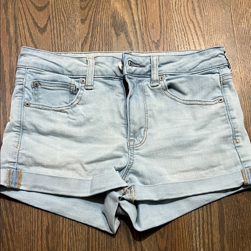 AE high rise shortie-Light Blue Denim Women's Shorts